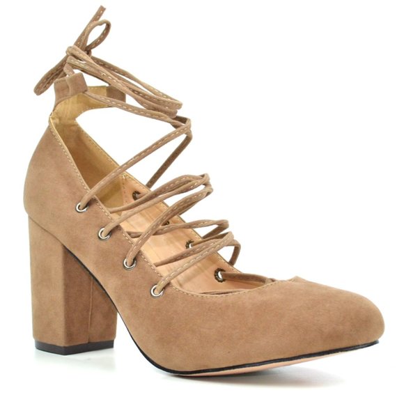 Women's Closed Toe Lace-up Chunky Heel Casual Pump - Picture 2 of 4